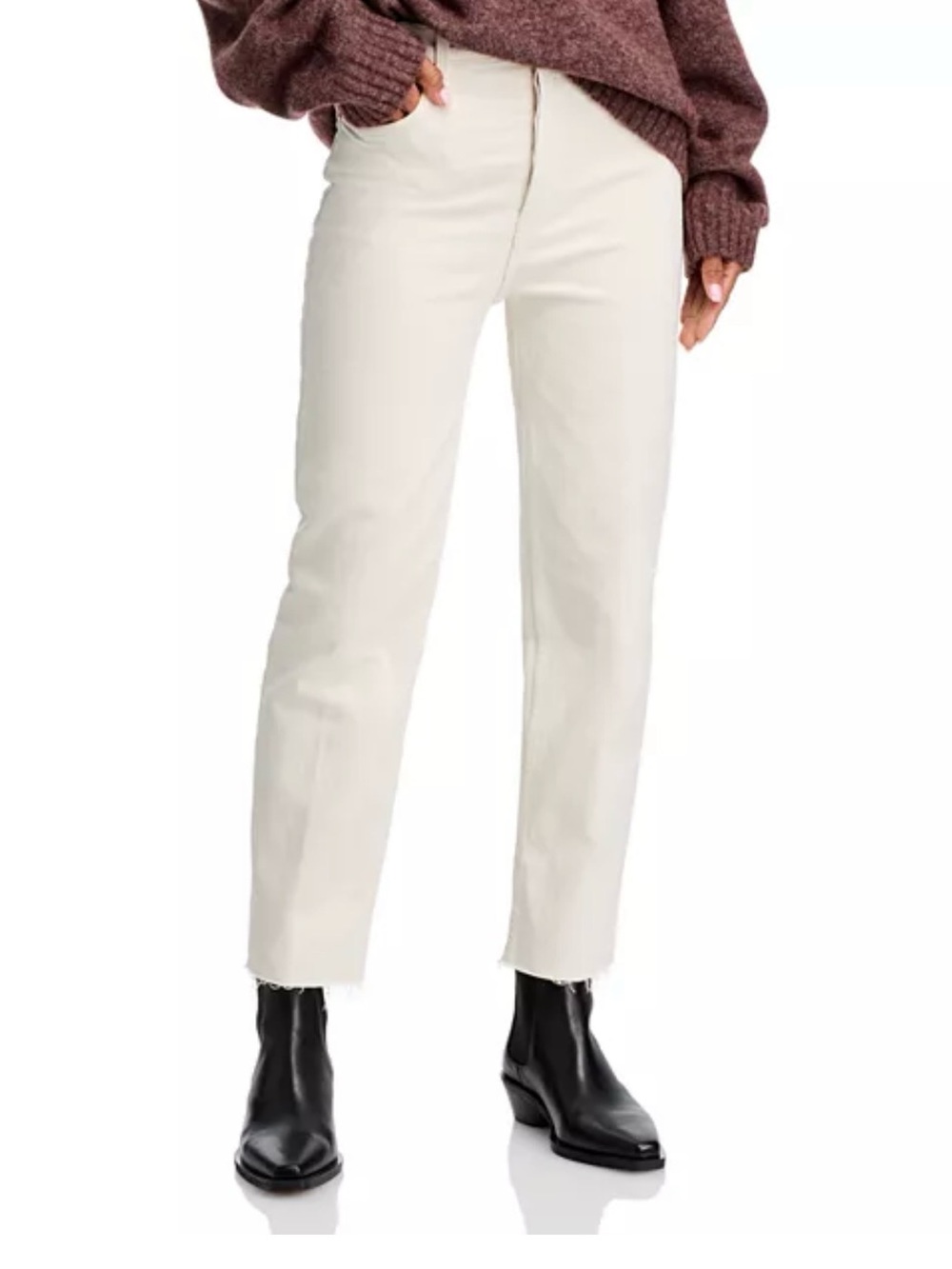 Re/Done 70s Stove Pipe High Rise Straight Ankle Jeans in Vintage White
